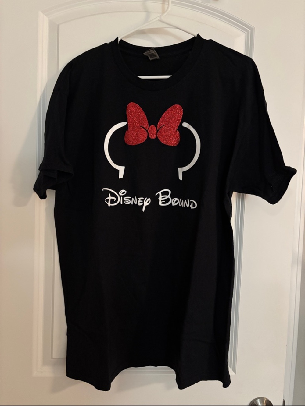 Disney Bound Black T-Shirt with Red Glitter Bow